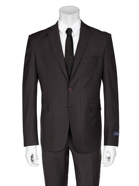 pinstriped brown prom suit